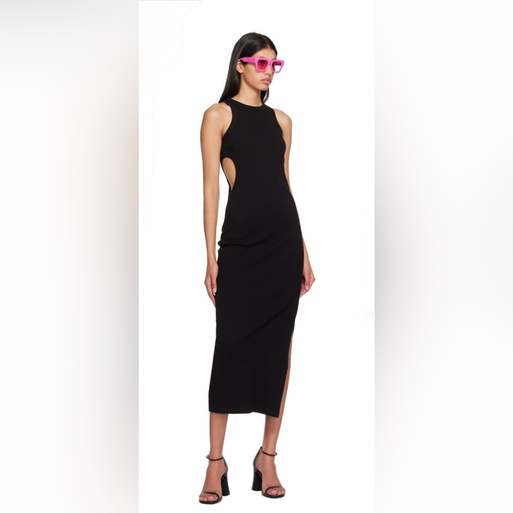 MSGM Black Sleeveless cut out Midi Dress